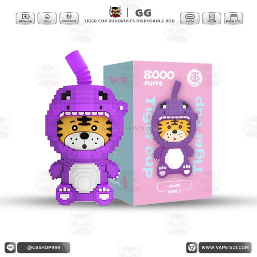 พอตใช้แล้วทิ้ง Tiger Cup Disposable Pod 8000 Puffs 650mAh [แท้]